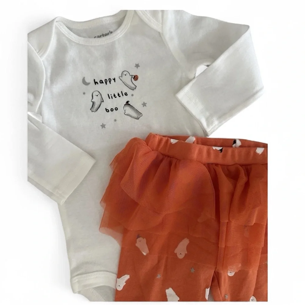 New Carter’s Happy Little Boo Halloween Outfit Tulle Ruffle Girls 6-9 Months